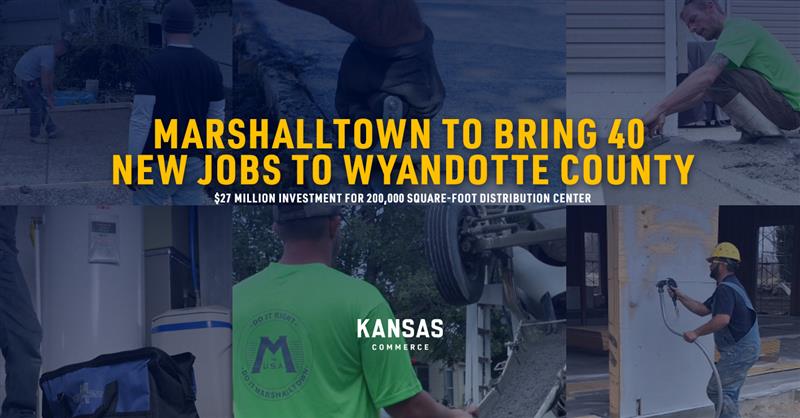 Governor Kelly Announces MARSHALLTOWN to Invest M, Create 40 Jobs in Wyandotte County